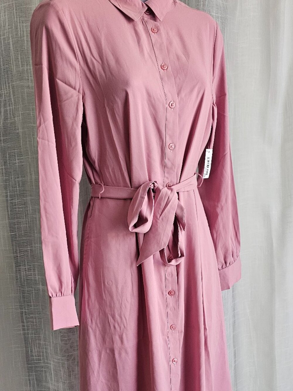Amazon Essentials Long Sleeve Midi Length Shirt Dress Mauve Size XS NWT